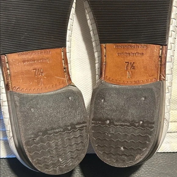 Bruno Magli Woven White Leather Penny Loafers size 7.5 fit like an 8.5 women’s - Picture 7 of 8